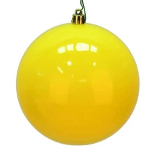 Vickerman N590878DSV 3 in. Yellow Shiny UV Treated Ball Ornament - 12 per Bag