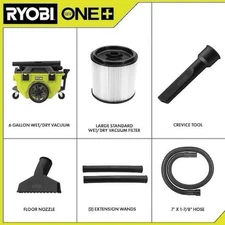 Ryobi P770 18V 6 Gal. Cordless Wet/Dry Vacuum- Tool Only P1-06