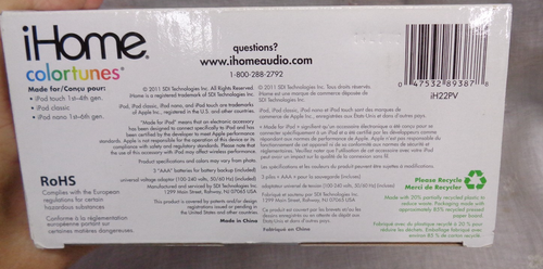 iHome colortunes iH22PV wake sleep to your iPod iPhone Docking DUAL ALARM CLOCK - Picture 8 of 8