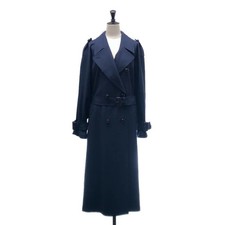 GUCCI Oversized Silhouette Belted Trench Coat 36 Navy Women's Used