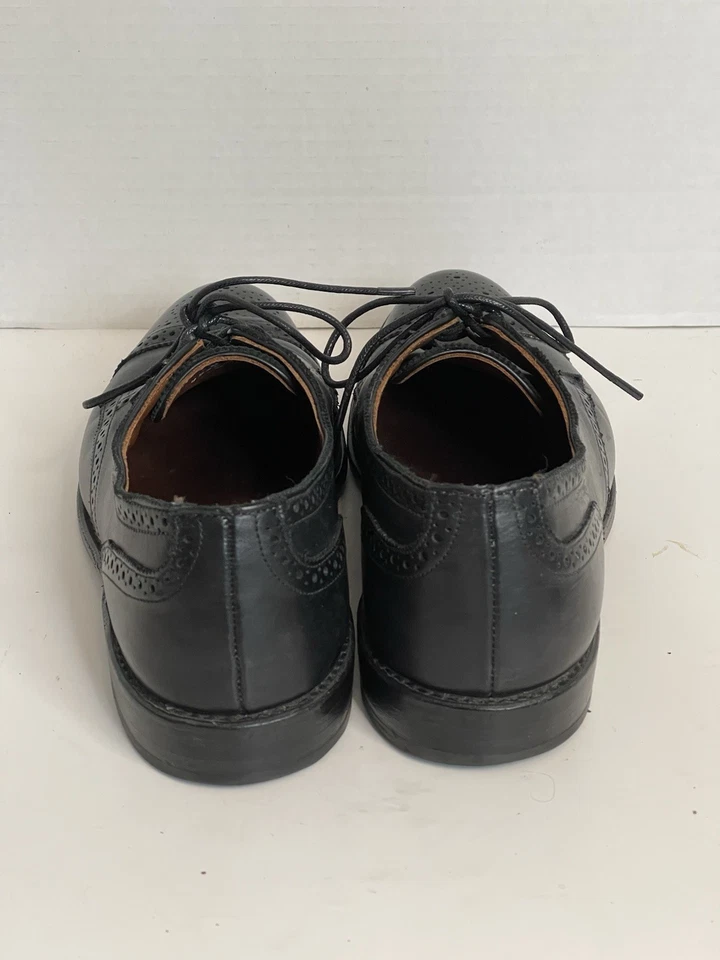 Мужские черные кожаные оксфорды Allen Edmonds Strand на шнуровке с кончиком крыла туфли размер 11D - Изображение 3 из 4