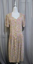 Dress Code Vintage 90's Dress s.16 (Modern 14) Floral Shortsleeve Cottagecore 