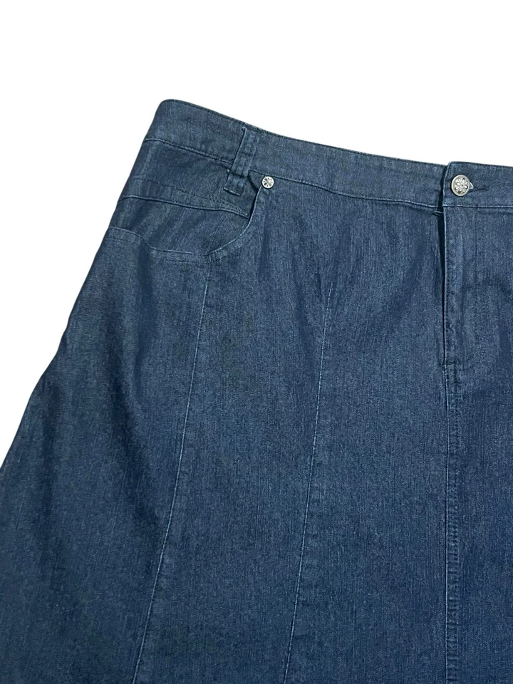 Falda Midi Denim Cato Modest 22W Elastizada Azul Marino Talla Grande Larga Cottagecore Foto 2 de 4