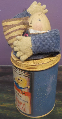 Folk Art Whimsical Humpty Dumpty Baby Cereal Decor Tizzy Tin..