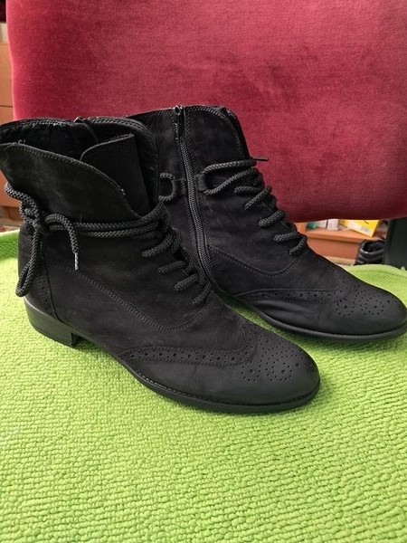 Women Gabor Boots Black Leather 40 #7URL