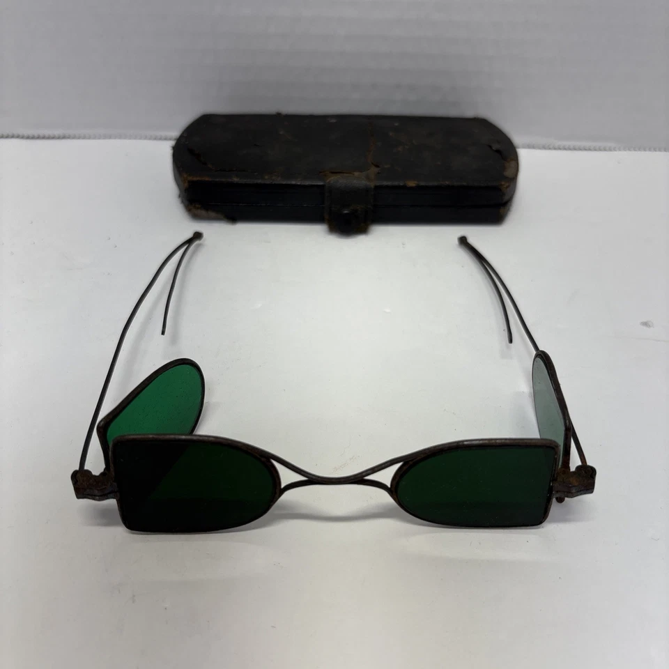 Antique Civil War Spectacle 1800s Victorian Double D Green Eyeglasses Folding - Image 2 of 4