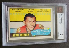 Stan Mikita 1967-68 Topps Triple Winner Hockey Card #64 Graded BVG 5 Blackhawks