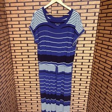 Ava & Viv Blue And Black Stripe Short Sleeve Maxi Dress Size 1X