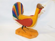 Vintage Hand Carved Wooden Hand Painted Primitive Folk TURKEY Figurine 8" OOAK