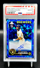 2024 Topps Chrome Sapphire Jackson Chourio Blue Auto /199 RC Rookie SP PSA 10