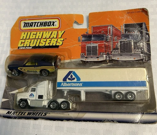 Vintage 1997 Matchbox Highway Cruisers Twin Pack Albertsons Semi Trailer & Car