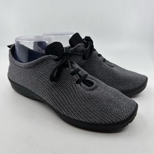Arcopedico Net 3 Gray Knit Shoe Lace-Up Comfort Slip-On Women's EU39 US8 Black
