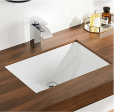 Lavabo Bajo Encimera de Cer&aacute;mica Blanco 21" x 14,72" con Rebosadero, ideal para