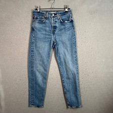 Levis Womens 25 Wedgie Fit High-Rise Blue Denim Jeans Cotton Blend Tapered Leg