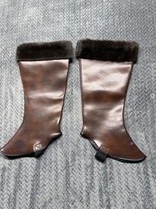 VTG Tweedie Bootops Gaiters Faux Fur Trim Brown Overshoe Equestrian XL