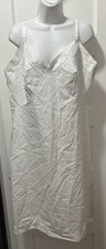 VTG VELROSE 100 Cotton White Long Full Slip Dress Nightgown Lingerie 40