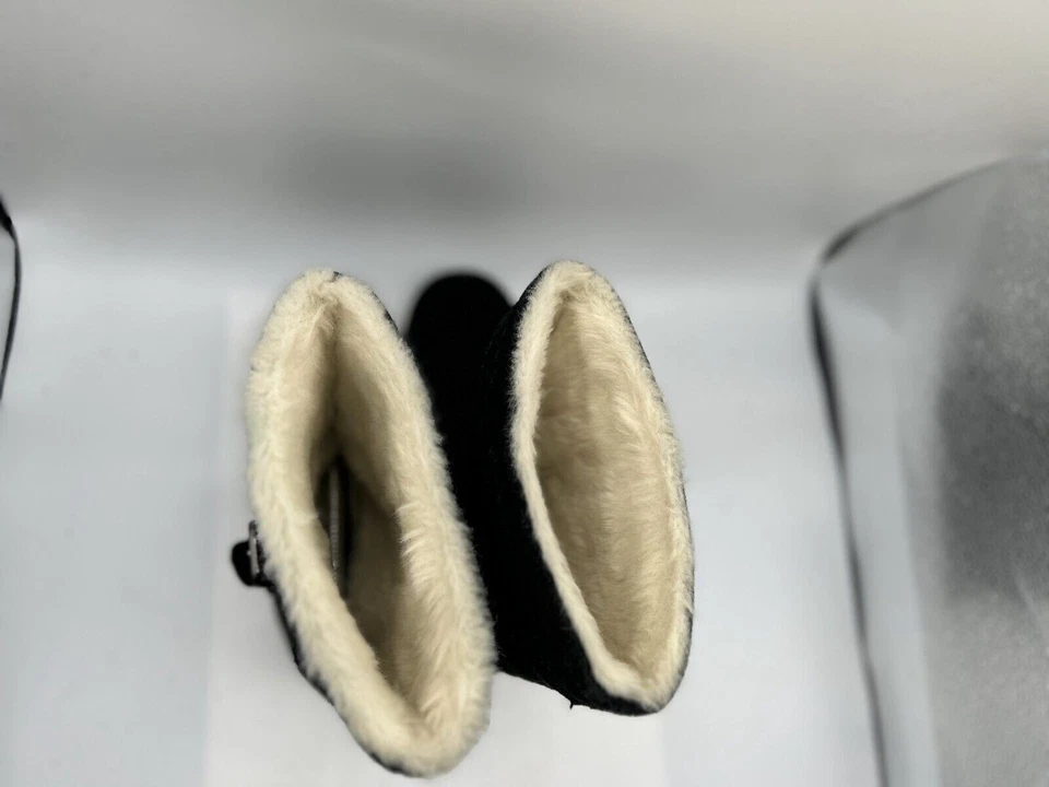 Bota de nieve de invierno White Mountain para mujer talla 9 negra piel de oveja gamuza media pantorrilla Foto 3 de 4