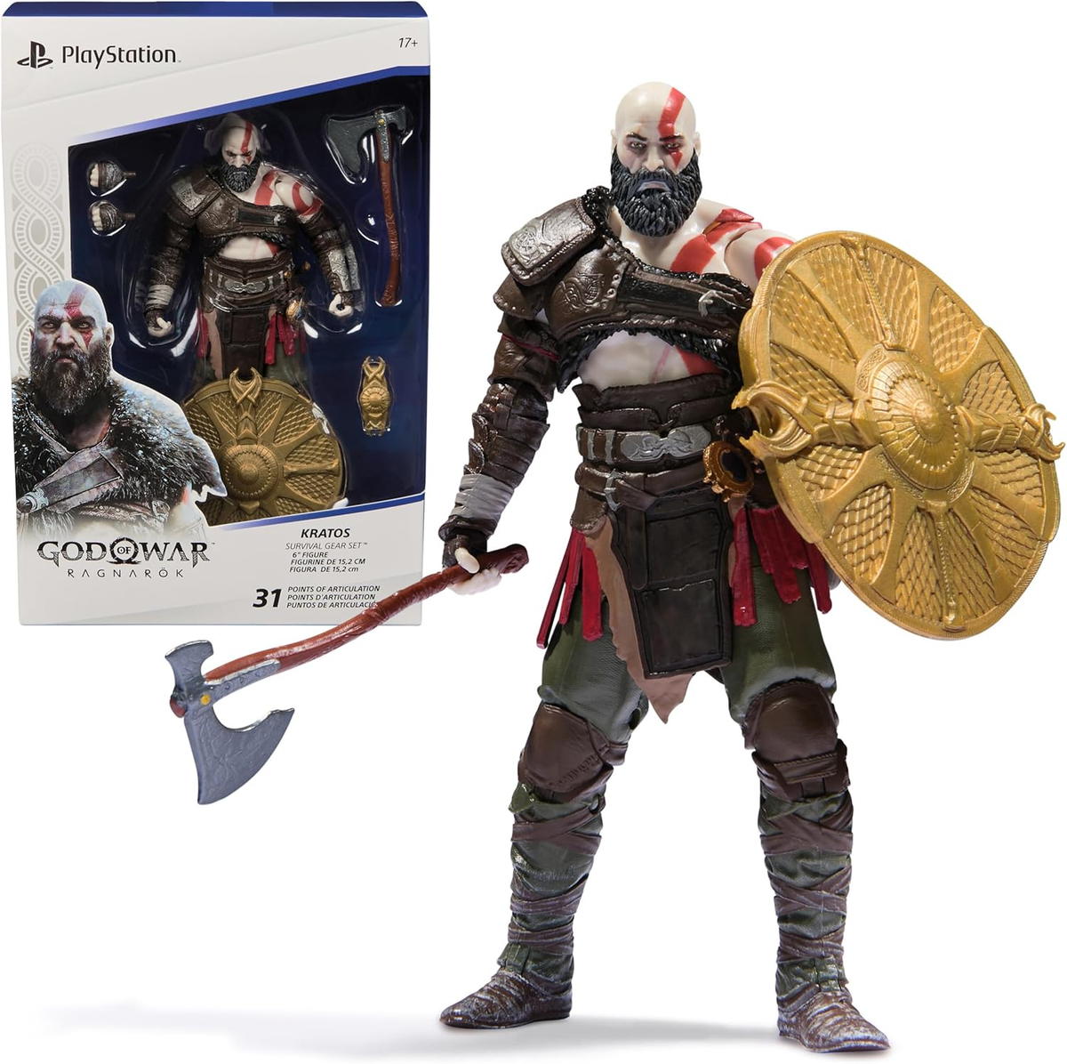 PlayStation God of War Ragnarök, 6” Kratos Action Figure with 5