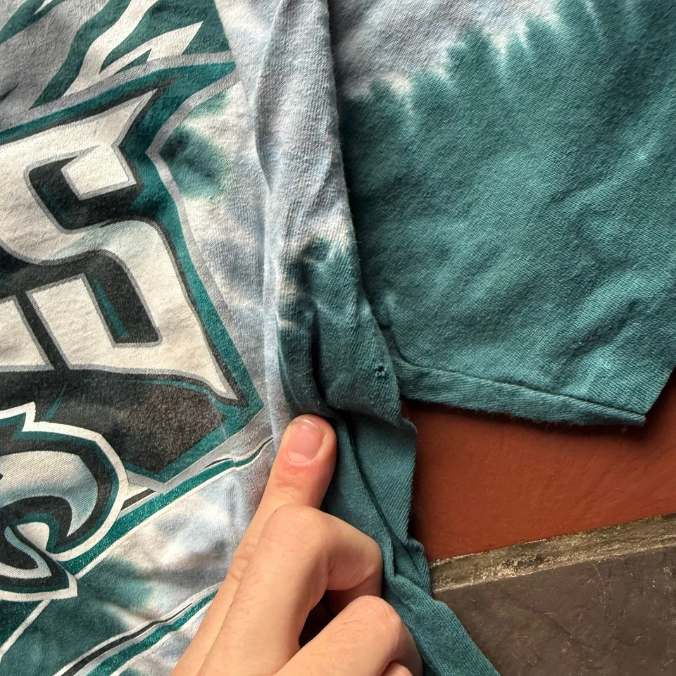 Vintage Philadelphia Eagles Shirt Mens Large Tie Dye NFL Football Tee 90s Sz L - Image 3 of 4
