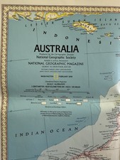 National Geographic Society Australia Land Of Living Fossils Map VTG 1979