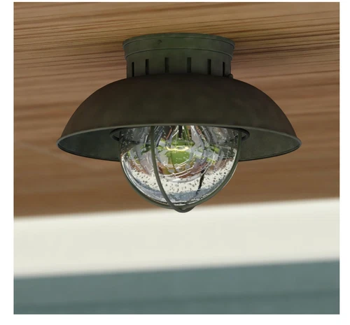 Vaxcel Harwich 1 Light Outdoor Ceiling, Textured Gray/Clear Seeded Glass - T0264 - Picture 5 of 6