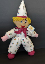 Vintage KUDDLE ME TOYS Clown Plush Yarn Hair Soft Body Stuffed Doll Kellytoy
