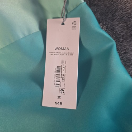 Liz Claiborne Satin Sleeveless Pop Over Blouse Womans 2X Deep Lagoon Teal Ombre - Picture 4 of 11