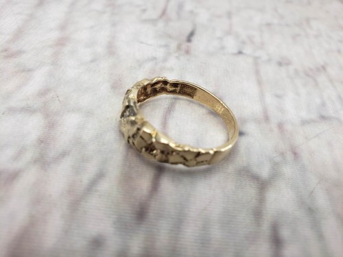 Ring YG Herren 10,5 2,30DWT 10k Gelbgold, Nugget Ring mit Diamantsplittern - Bild 5 von 7