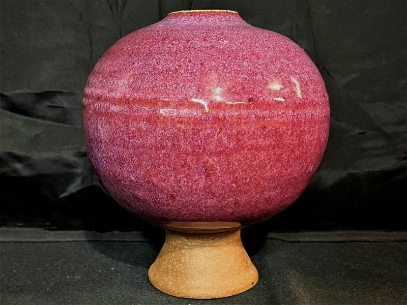 DAVID & HELEN MORRIS LA PAZ STUDIO ART POTTERY PEDESTAL BALL VASE MCM CALIFORNIA