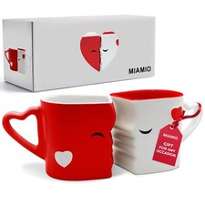 - Coffee Mugs/Kissing Mugs Set Ceramic with Gift Box Red