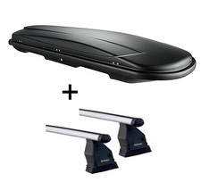Dachbox VDPJUXT400 400L + Alu Dachträger Menabo Tema für für VW Caddy ab 12