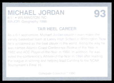 1990-91 Collegiate Collection - Michael Jordan #93 - North