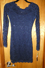 NEW Womens XS 1 My Michelle Blue Lace Sequin Bodycon Party Occasion Dress NWT