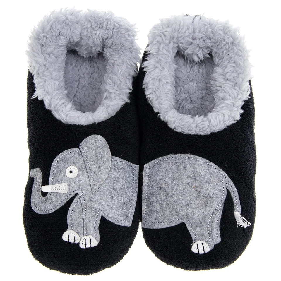 Snoozies! Elephant Damen Sherpa Fleece, rutschfeste Sohle Hausschuhe