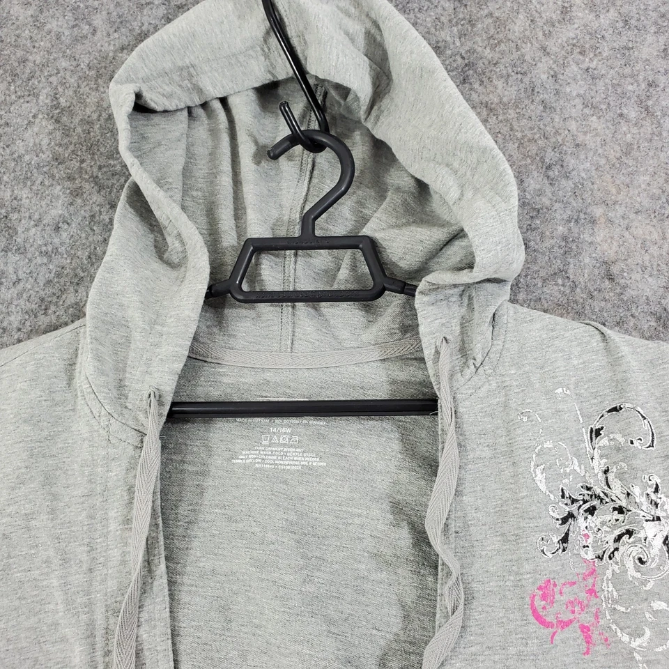 Sudadera con Capucha Lane Bryant 14 16 Gris Tejido Profundo V Pullover Rosa Floral Manga Corta Foto 4 de 4