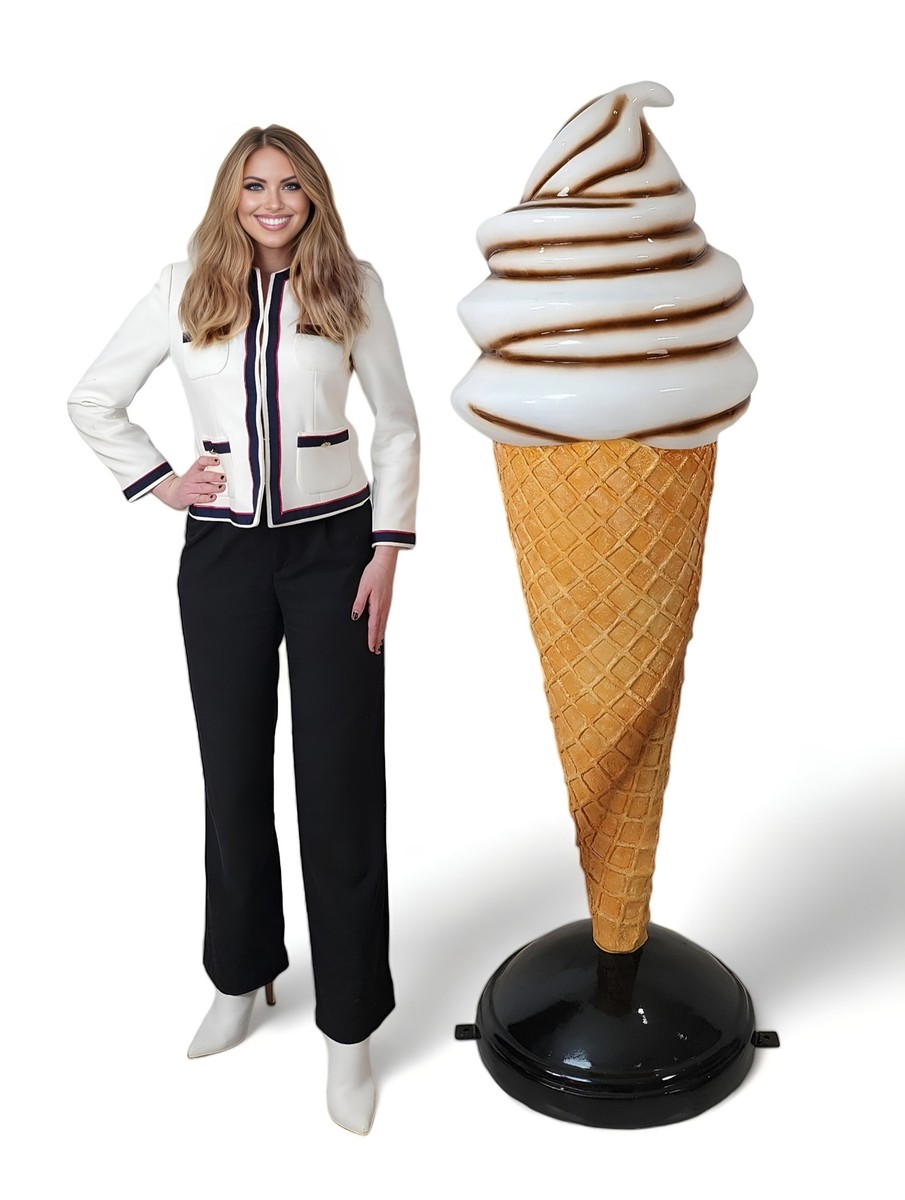 Large Vanilla Chocolate Ice cream Soft Serve Statue on Stand 6FT