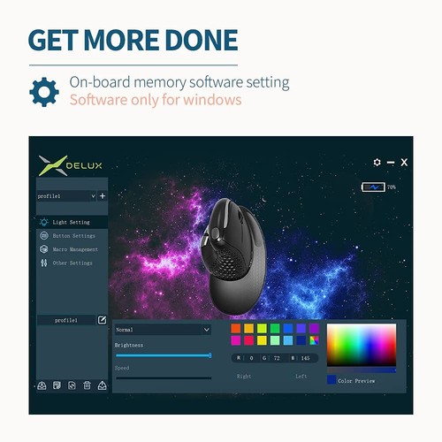 DeLUX Seeker Wireless Ergonomic Vertical Mouse with OLED Screen BT and USB Re... - Picture 7 of 8