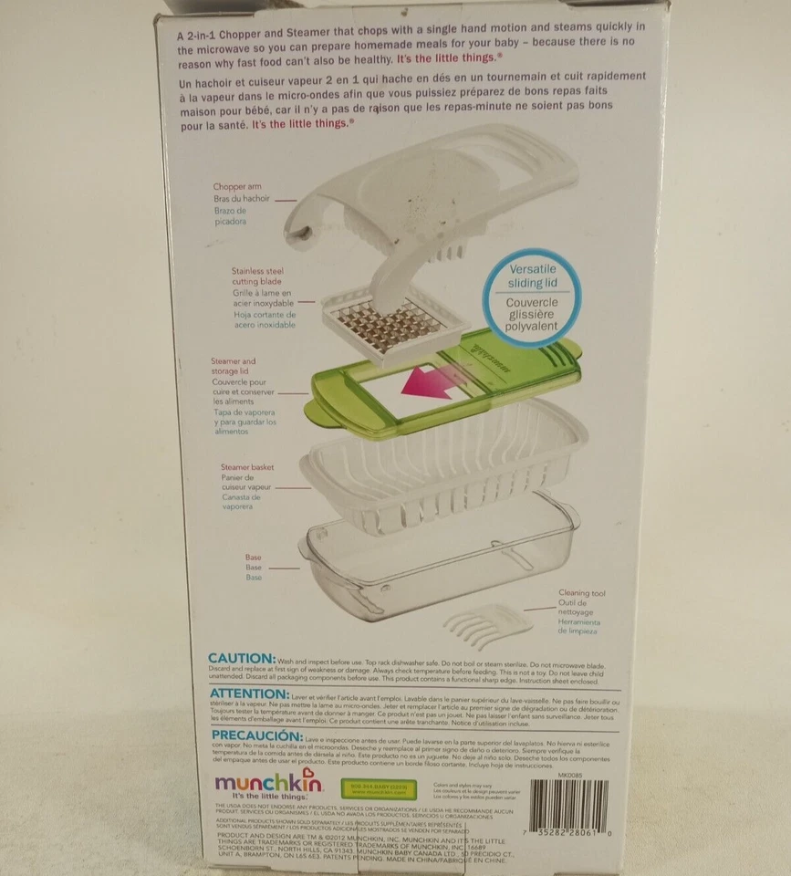 Picadora y vaporera de alimentos frescos Munchkin comida para bebés frutas verduras Foto 3 de 4