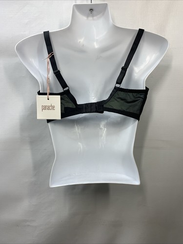 Panache Women's Plus Size Tango Plunge Bra 3256 Black Underwired Leaf Motif 32F - Picture 3 of 7