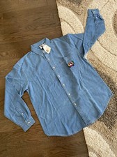 VTG Mickey Mouse Embroidered MENS M DENIM Long Sleeve Pocket Shirt