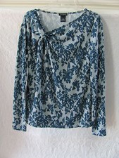 Ann Taylor V-Neck Twisted Knot Sweater Top-Green Floral- Size XS - NWT 60