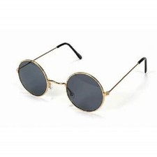 ELOPE JOHN'S SMOKE LENSE HIPPIE FUNKY ROUND GLASSES w/ GOLD WIRE FRAMES