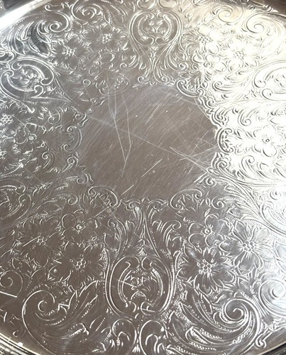 OLD ENGLISH BY POOLE SILVER PLATE FOOTED SERVING DISH 5017-12” - Picture 5 of 7