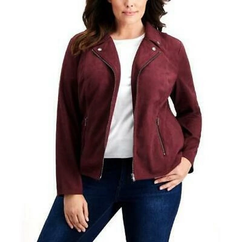 Style and Co Plus Size Faux-Suede Jacket, 0X/Port - Image 3 of 3