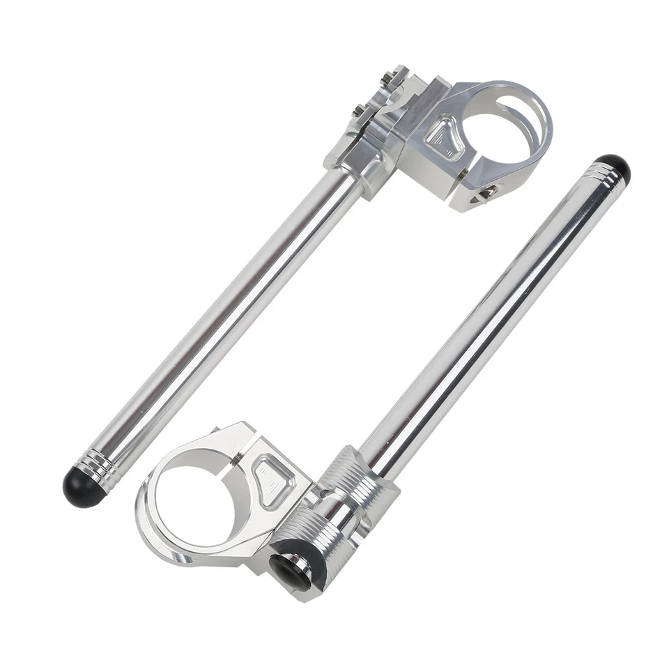 Silver 43MM Clip-On Handlebars Fit For YAMAHA YZF R6S 2006-2010 R6 1999-2004 - Image 3 of 4