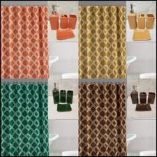 Luxury Bathroom Combo 19 piece Set Ceramic Bath mats Shower Curtain Honeycomb