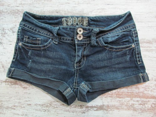 Dark Denim Jean Shorts Cuffed Stretch 