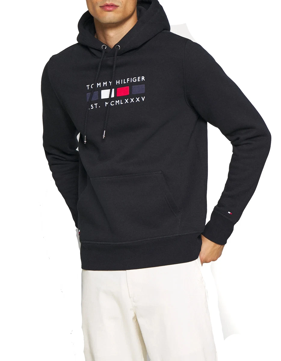 Tommy Hilfiger Men's Four Flags Hoody Sweatshirt Desert Sky | eBay