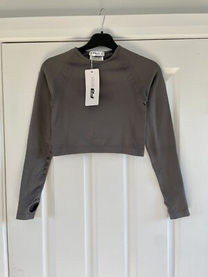 New Yorker FB Sister Grey Workout Crop Top Long Sleeve Gym Top