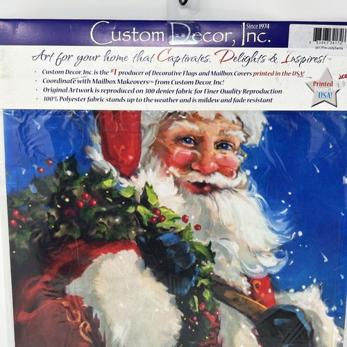 Bandera de jardín de Navidad Santa 12""x18"" Hecha en EE. UU. Arte Original Fiestas Claus NUEVO - Imagen 9 de 10